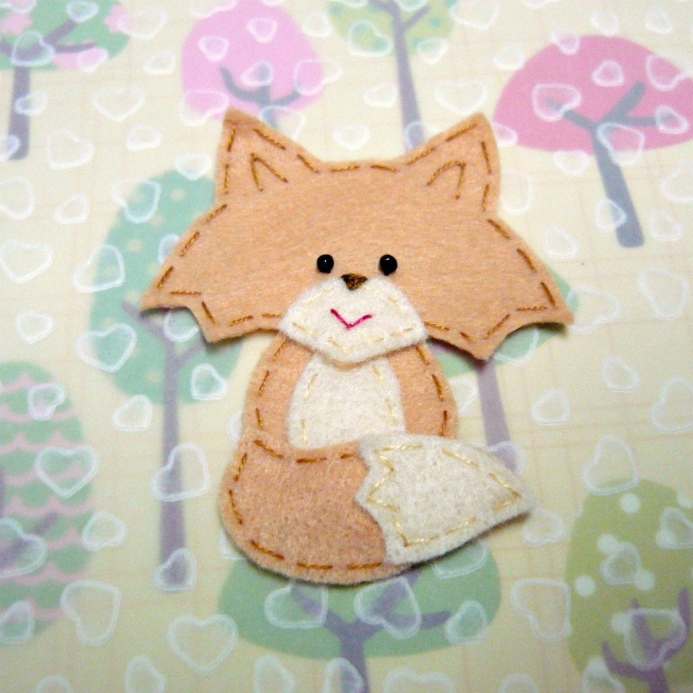 1pc - Fawn Fox Felt Applique -62x53mm - made to order