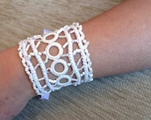 Crochet & Romanian Point Lace Cuff,Bracelet