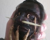 Shrunken Head Replica High End Gaff Rear View Mirror Real Animal Skin