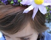 Rustic Purple Wildflower Flower Girl Wreath. Wedding Hair Accessories, Bridal Wreath. Purple, Lavender, Iris. Custom Orders Welcome.