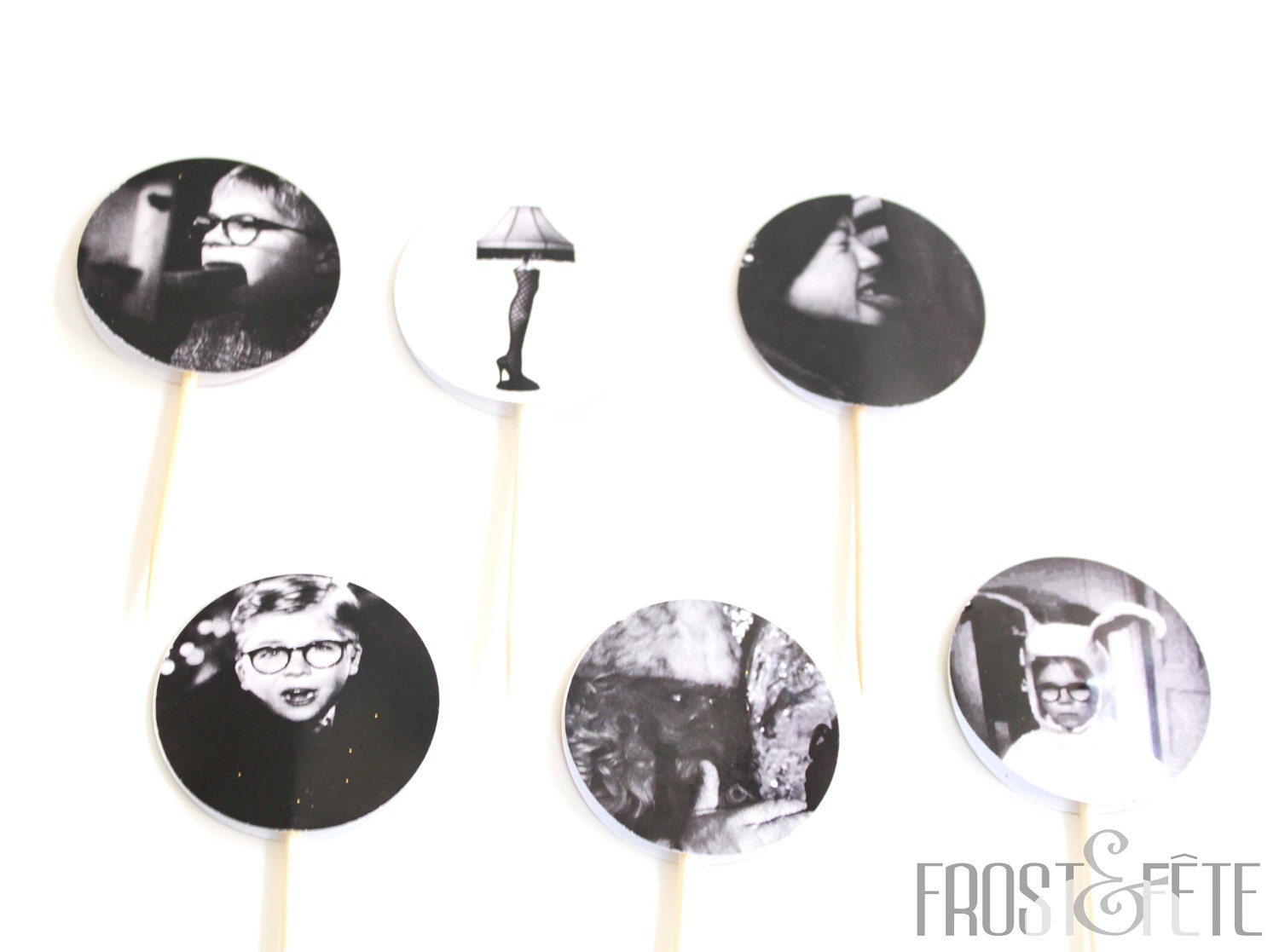 A Christmas Story cupcake decorating set, including toppers, wrappers, sprinkles