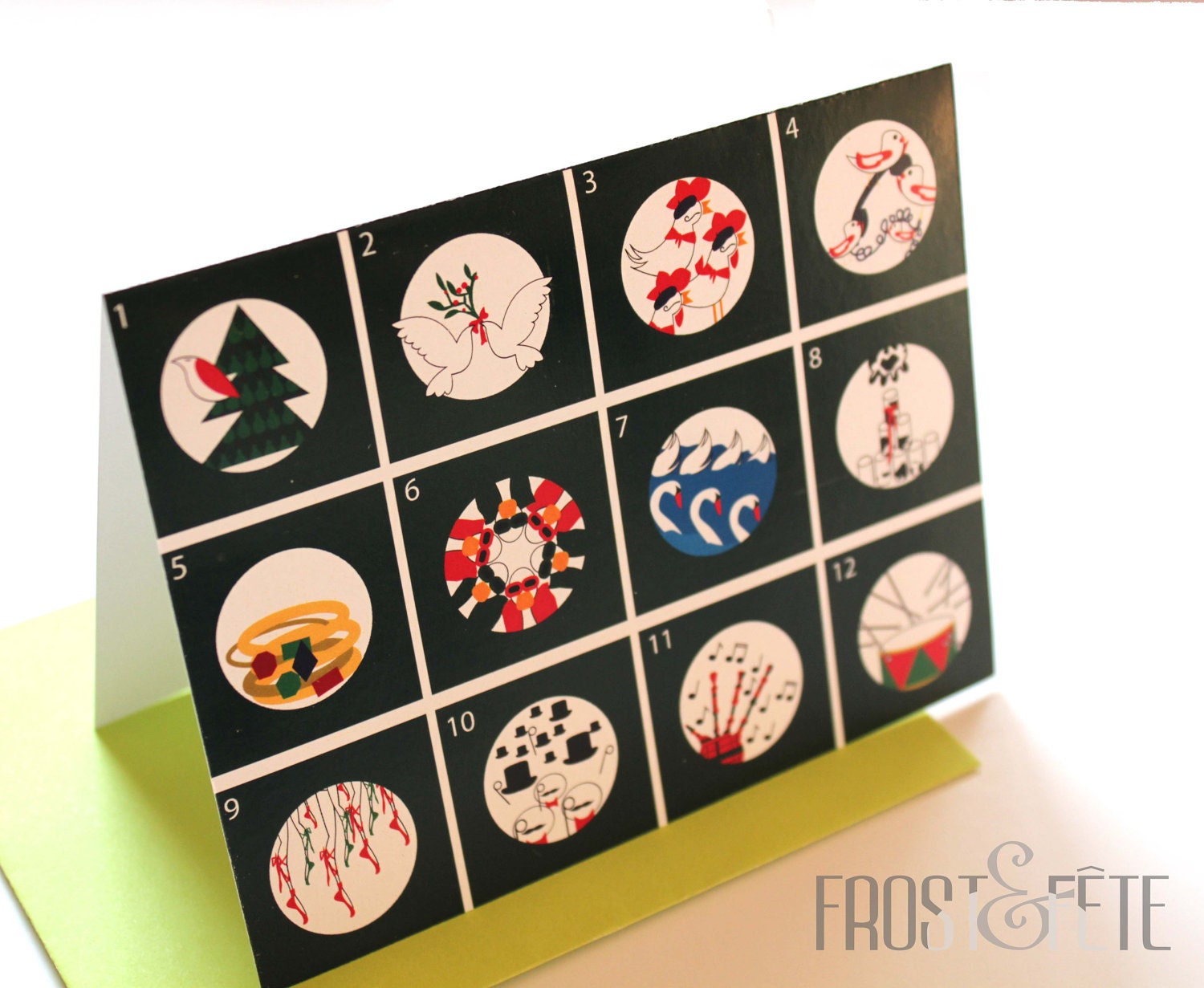 12 Days of Christmas cards, set of 5