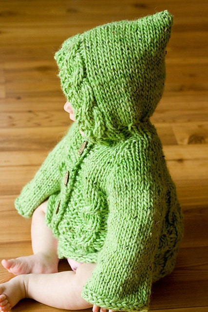 PDF Knitting Pattern Hooded Baby Sweater With Cables