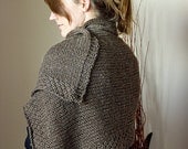 Hand Knit, Reversable, Convertable, Wrap, Shawl, Cowl, Stole In BROWN With Sleeves