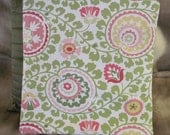 16" x 16" Home Decor Screenprint Cotton - Swirling Abstract Flower Garden - Pinks and Lime Greens - PILLOW COVER