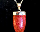 Coral Necklace Silver Jewelry, Red Stone Necklace