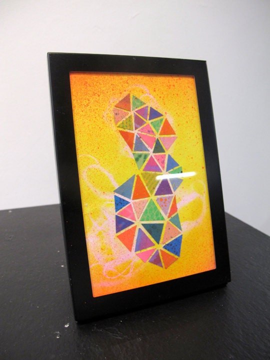 Yellow Triangle Collage 2, 4"x6", cut paper