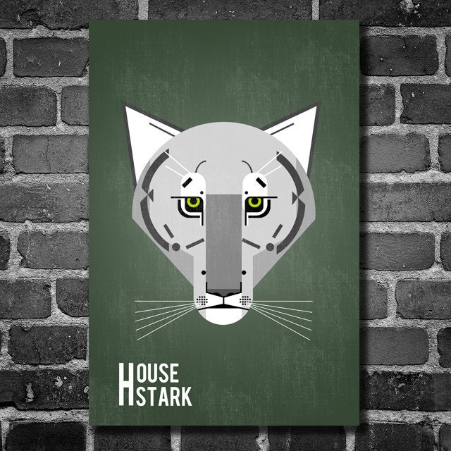 Game of Thrones poster movie poster minimalist print 11x17 House Stark Charley Harper