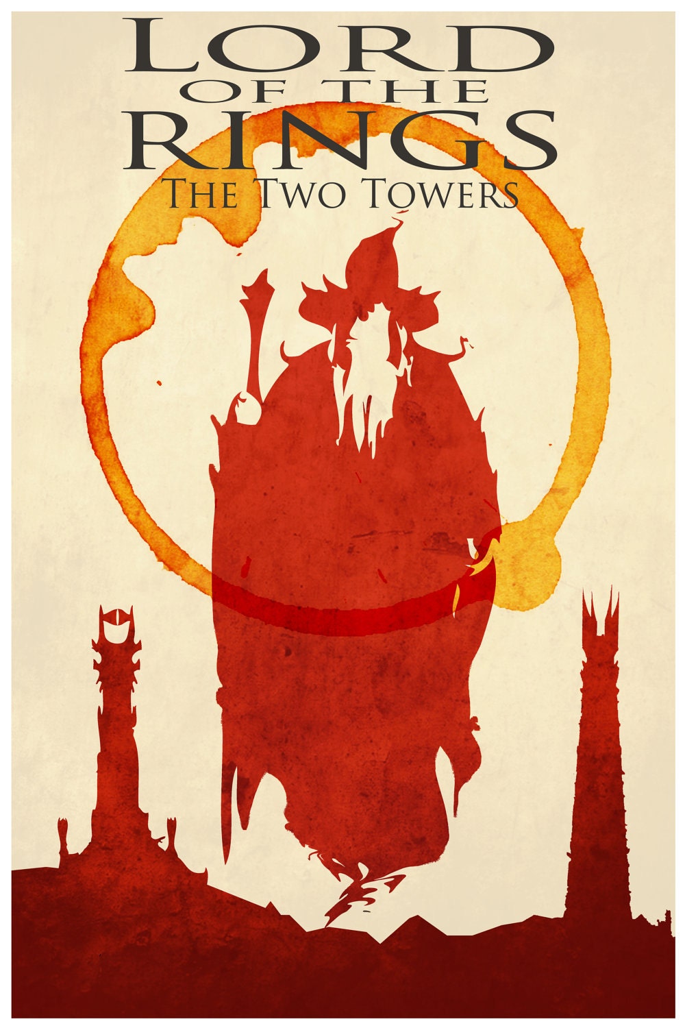 Lord of the Rings movie poster minimalist art movie print LOTR art poster print 11x17 Lord of the Coffee Rings