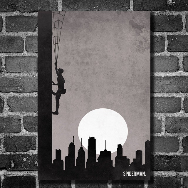 Spiderman retro poster minimalist art movie poster print art poster print 11x17 Spiderman Climb