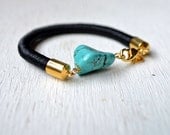 turquoise stone rope bracelet // INDIAN SUMMER // black & gold