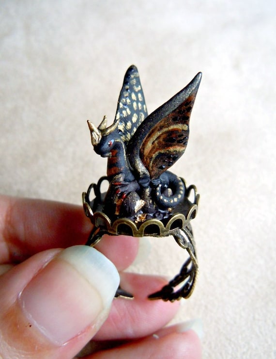 Dragon terrarium ring - Miniature Game of thrones inspired art ring