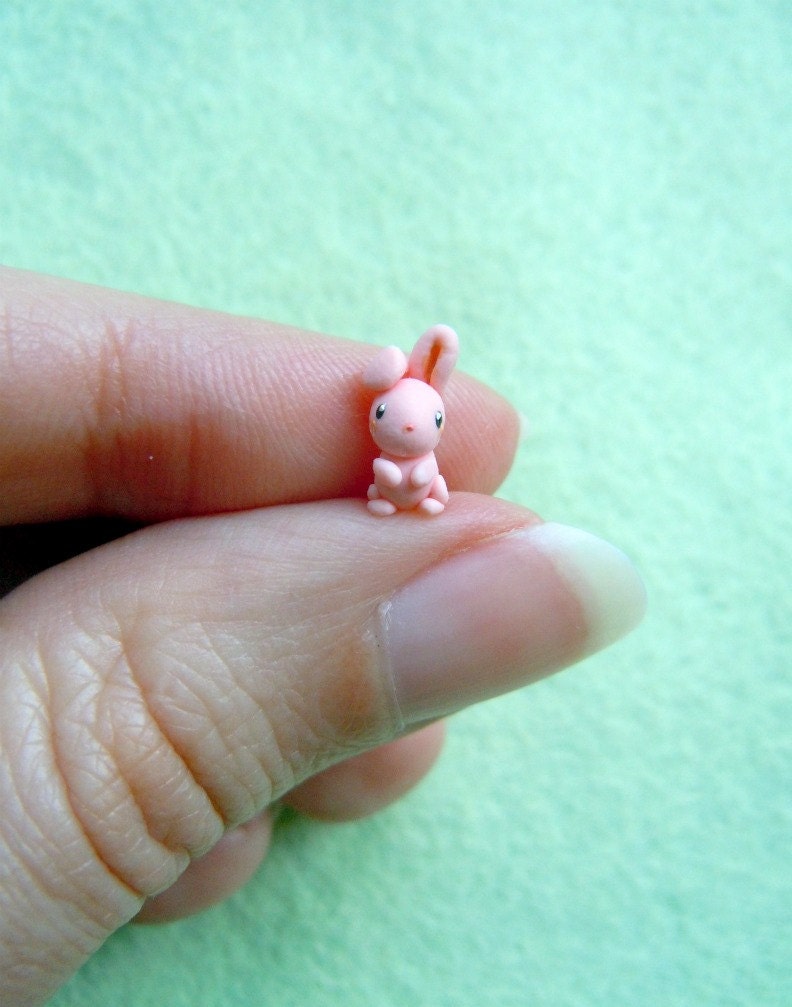 Tiny pink bunny in a bottle - miniature terrerium pendant