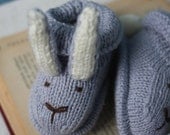 MR. RABBIT Likes to Wander Hand-Knit BABY Booties