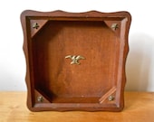 Vintage Wooden Box with Brass Eagle In Bottom Shadow Box Style Circa 1970