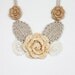 Statement necklace under 50 Bib necklace Boho chic jewelry Pale yellow beige ivory Wedding Crochet freeform Flower Floral Sale