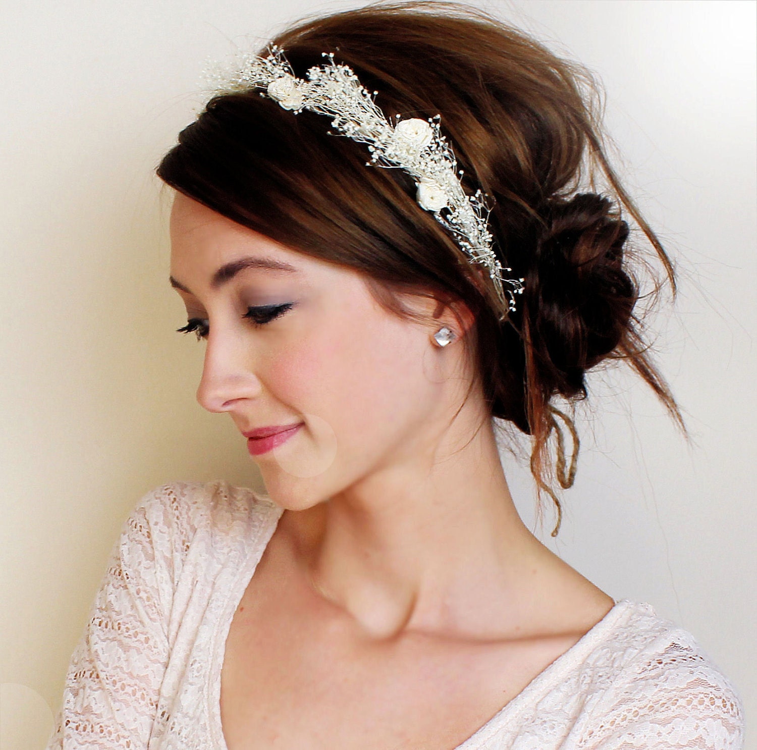 GRACE - baby's breath halo crown