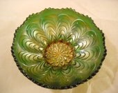 EAPG Fenton Carnival Glass Peacock Tail Bowl
