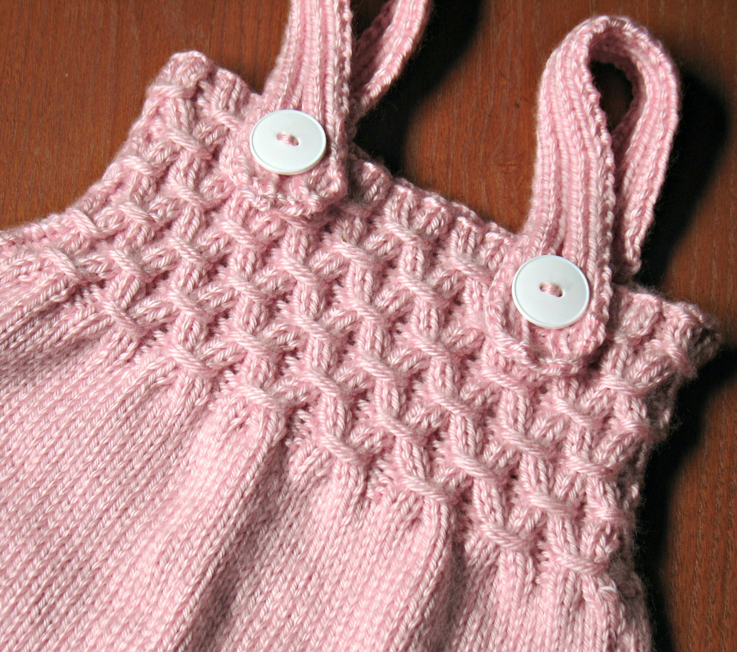 Pink Crocheted Dress with Smocking Detail