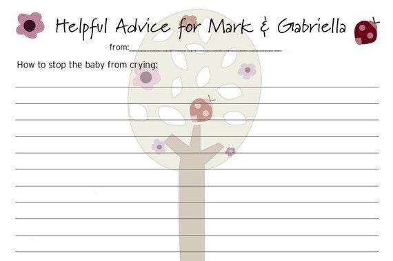 Chic Pink (or blue) Baby Shower - Print It Yourself - Advice Cards
