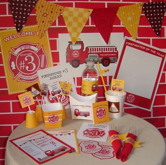 Firetruck Party Printables - Complete Print It Yourself Package Il_570xn
