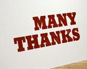 Many Thanks Letterpress Thank You Card