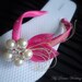 Hot Pink Flip Flops. Hot Pink Peacock Feathers Bridal Flip Flops with SWAROVSKI Crystals.-MUST HAVE Collection Hot Pink-
