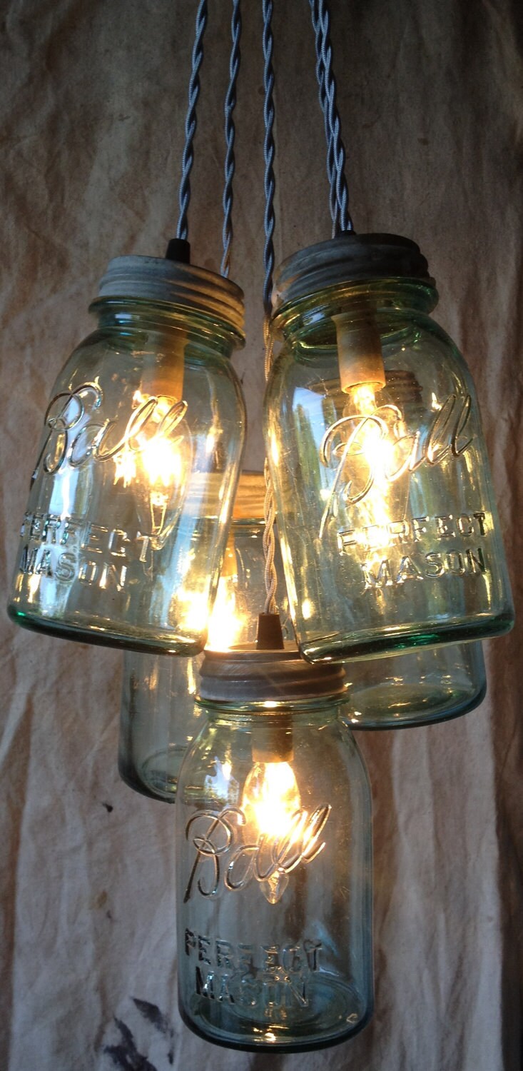 glass jar chandelier