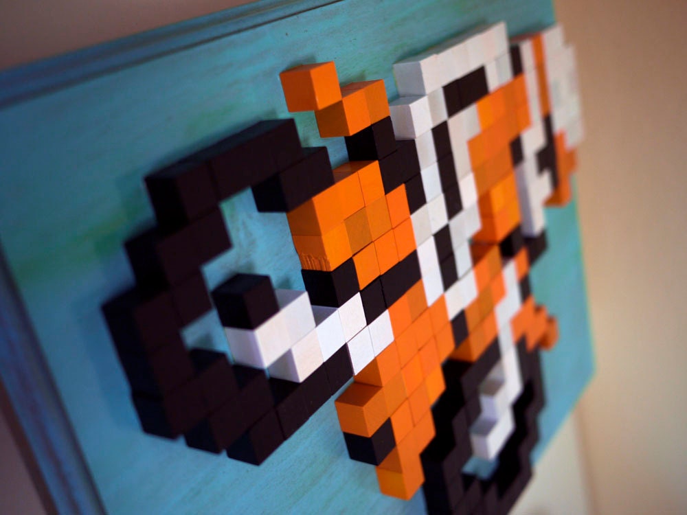 Nintendo Excite Bike 8-bit Wood Mosaic