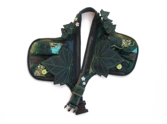 Fantasy belt bag - Fairy hip pack with ivy leaves and patchwork