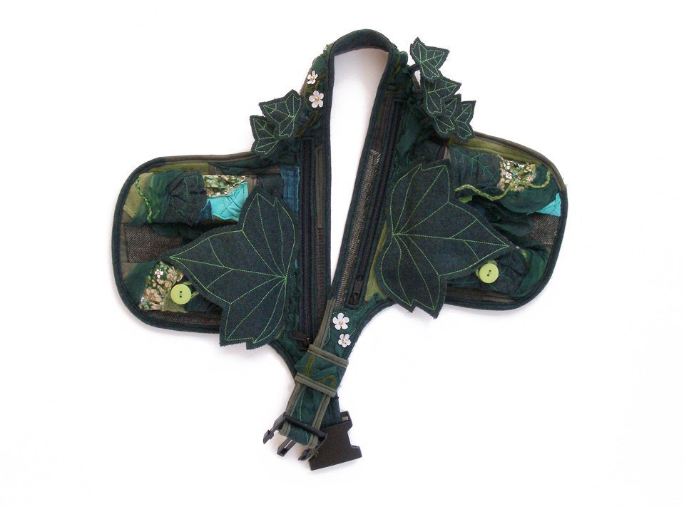 Fantasy belt bag - Fairy hip pack with ivy leaves and patchwork