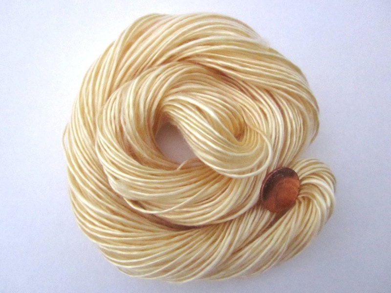 Handspun Yarn Hand-dyed Golden 1-ply Lace-weight Tencel
