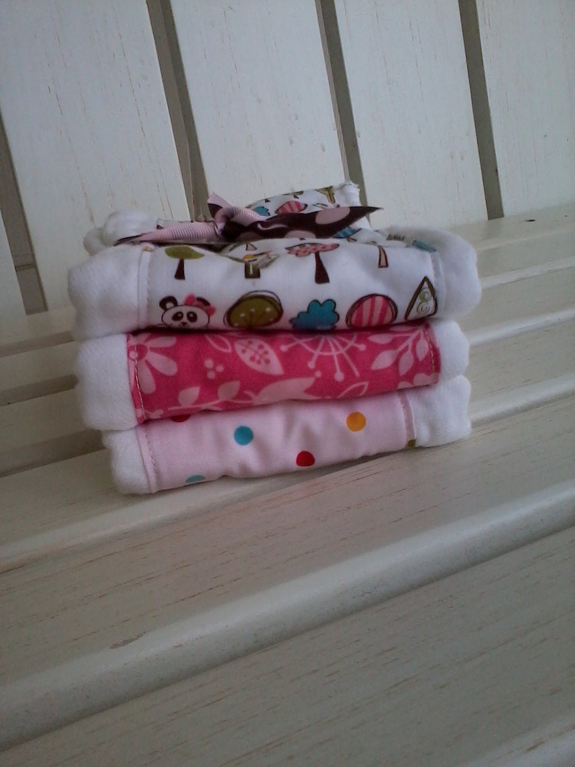 Set of Three Burp Cloths for a baby girl   Riley Blake