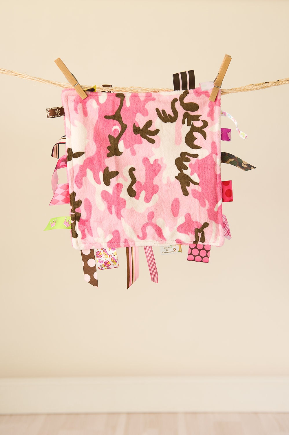 Camo minky tag blanket