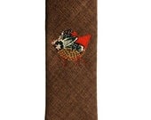 Frankie Four Handmade skinny brown tie with chick