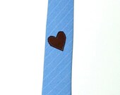 Handmade Blue Necktie with Brown Heart