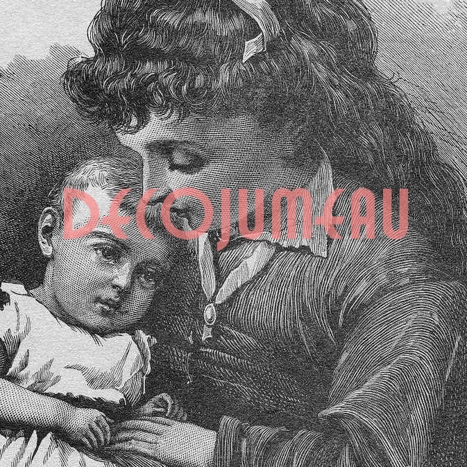 Digital Download Antique Image of Children Engraving 19th Century
