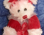 White Fluffy Bear. White Lilac and Lavender Scented Wax Dipped. Great gift idea.