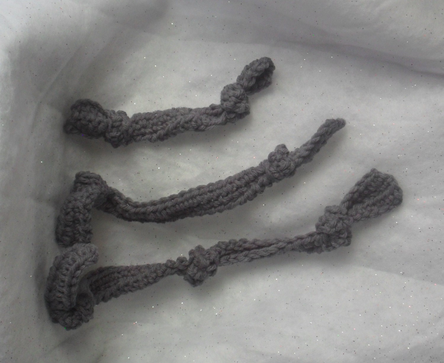 Dog Toys. Set of 3 Grey Crochet Dog Ropes.