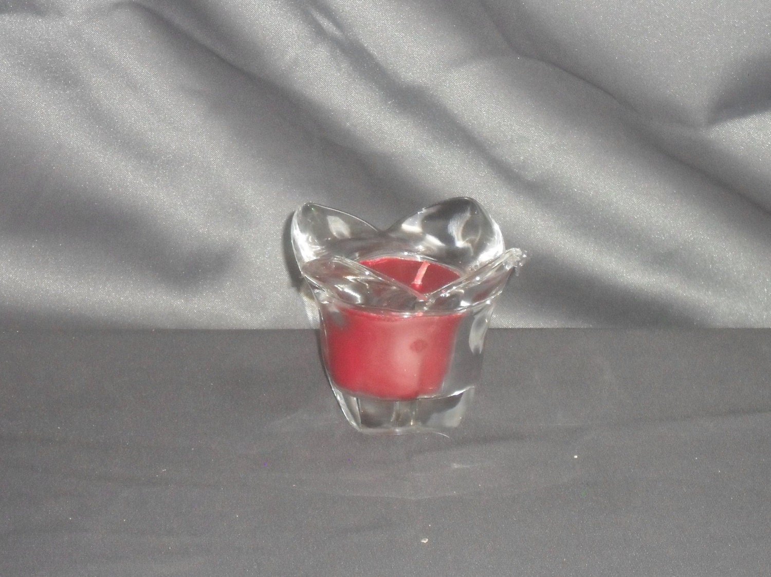 Apple Cinnamon Scented Candle in Beautiful Glass Tulip Dish, Novelty Candles, Container Candle. OOAK gift.