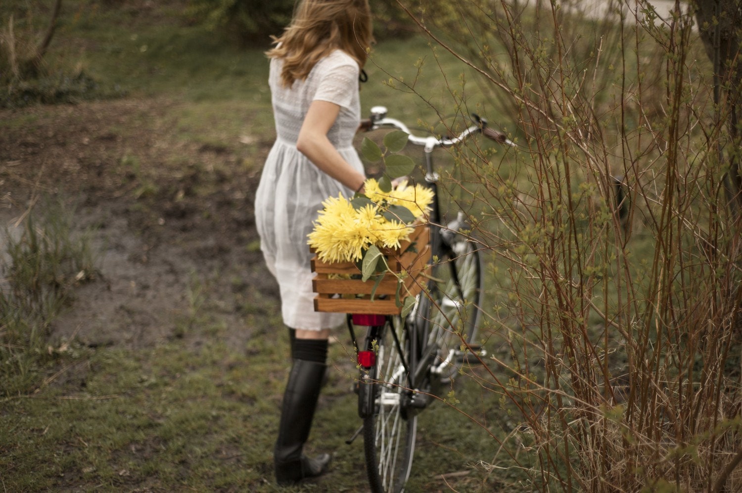 Wood Bike Basket