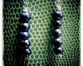 SALE Violet Rain - cultured pearl and silver chain dangles