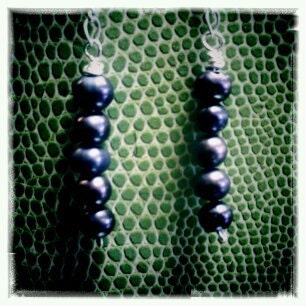 SALE Violet Rain - cultured pearl and silver chain dangles