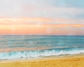 Beach Photograph, Dreamy Ocean Photograph, Pastel Seascape Photograph Print, Sunset Beach
