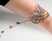 Coloured circles necklace-bracelet.Unique modern design.Handmade wire wrapped art jewelry.Geometry bracelet.  Free Shipping