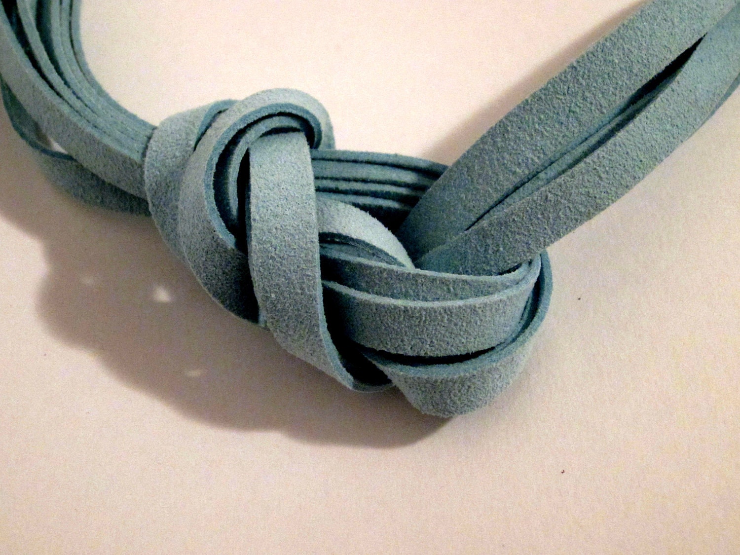 Seafoam Green Leather Knot Necklace