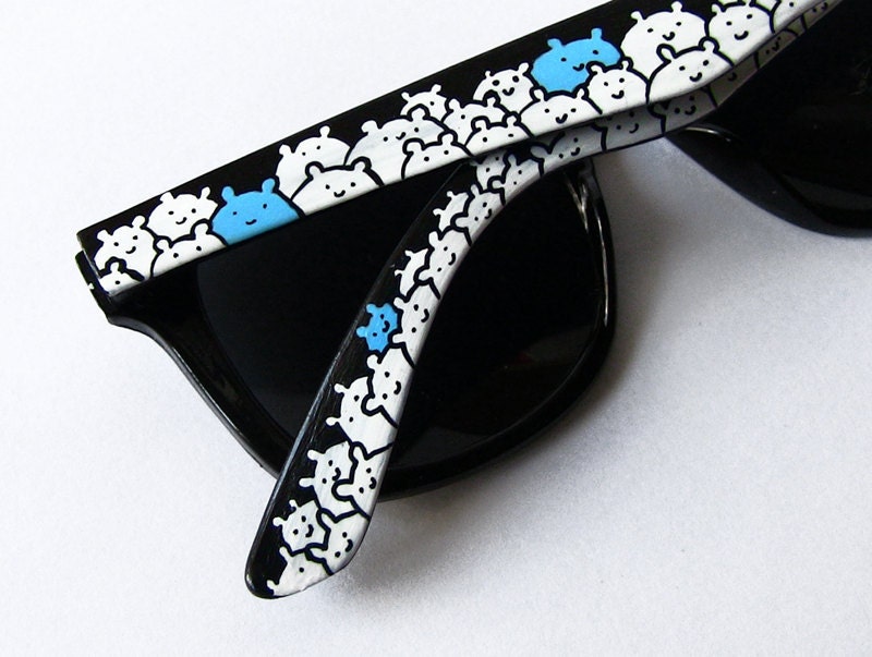 Sunglasses - Custom Wayfarer style sunglasses unique hand painted black and white