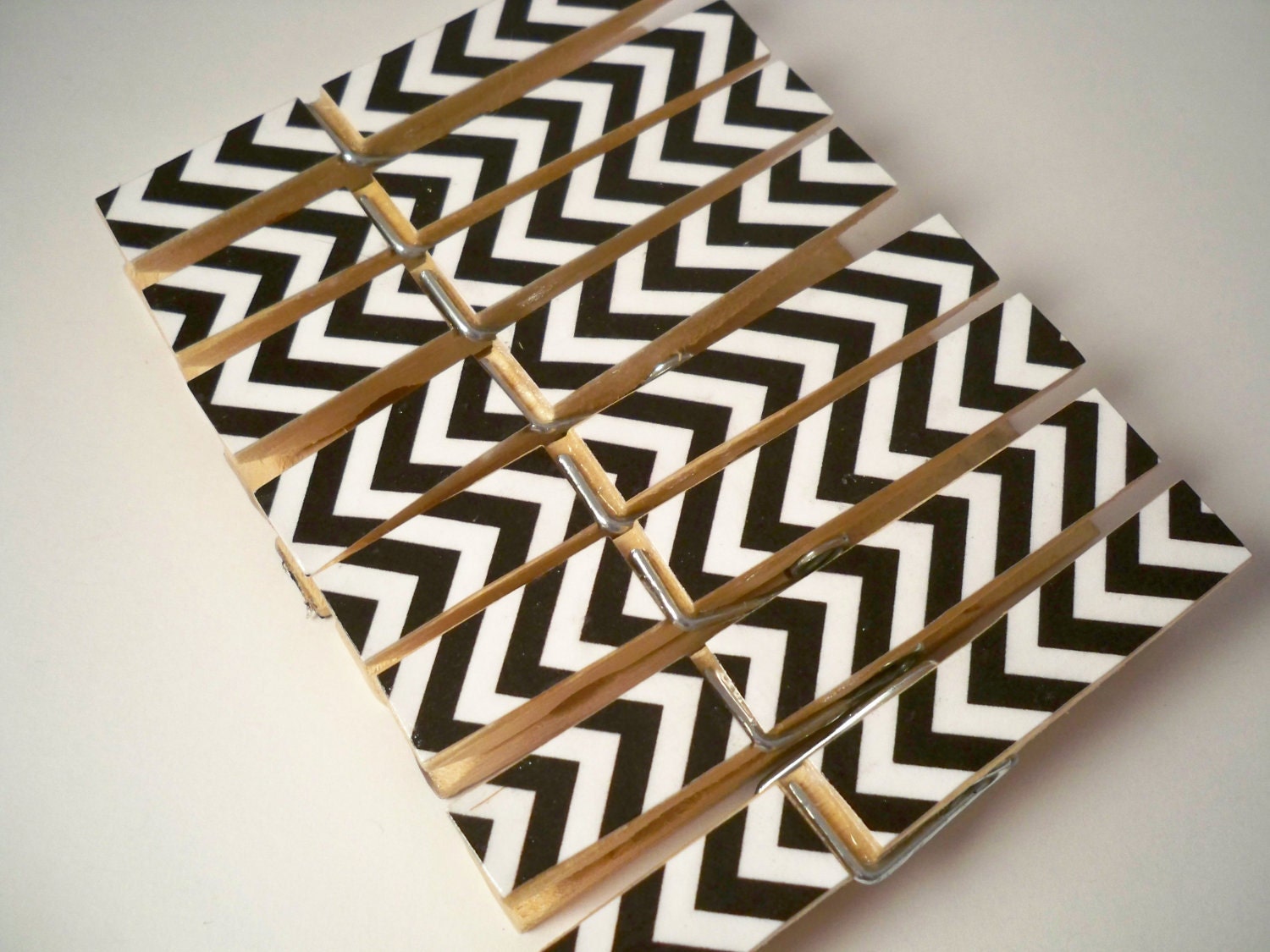Chevron Clothespins. Set of 8. Black and White. Modern Home. Chip Clip. Peg. Pin. Office. Paper Clip. Home. Kitchen. Gift Wrap. Memo Clip.