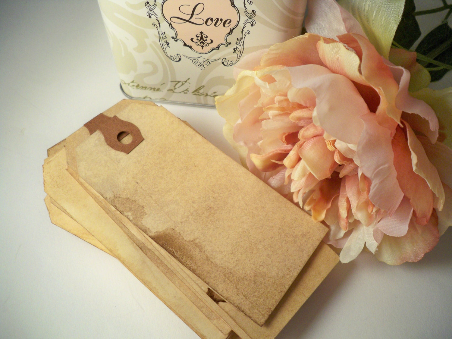 50 MEDIUM Hang Tag. Gift Tag. Vintage Wedding. Price. Escort Card. Place Card. Save The Date. Invitation. Rustic. Stained. Woodland. LIGHT