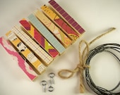 Clothesline Kit. Indoor Clothespins. Vintage Retro. Photo Hanging. Picture Frame. Office. Kitchen. Playroom. Peg. Pin. Clip. BRIGHT. FUN.